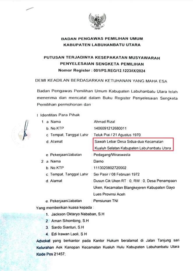 Balon-Bupati-Labura-Ahmad-Rizal-diduga-menggunakan-identitas-kependudukan-palsu-saat-menggugat-sengketa-pemilihan-di-Bawaslu-Labura