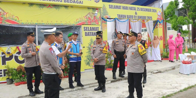 Kapolres-Sergai-AKBP-Jhon-Sitepu-bersama-Wakapolres-Kompol-Mukmin-Rambe,-saat-mengecek-Pos-Pam-dan-Pos-Yan-2